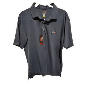 New Greg Norman Shark‎ Play Dry Short Sleeve Polo Shirt Sz M Navy Golf Preppy